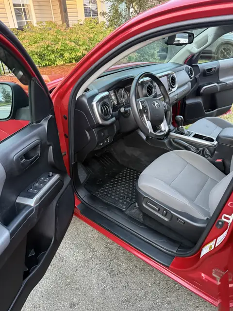Red pickup, foam wash, inside and out