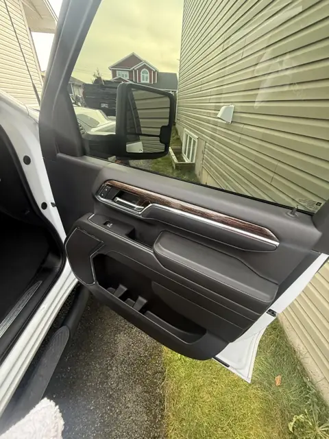 White pickup, inside and out
