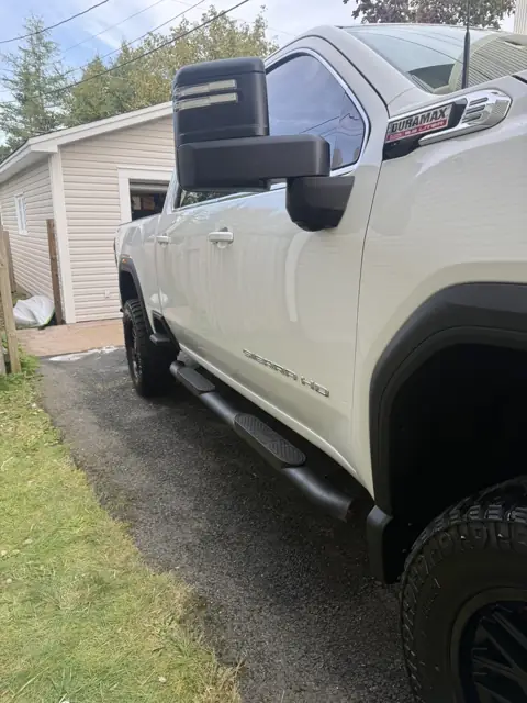 White pickup, inside and out