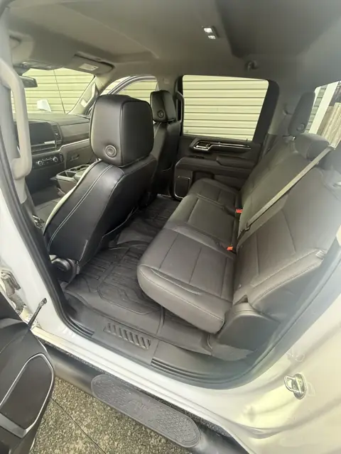 White pickup, inside and out