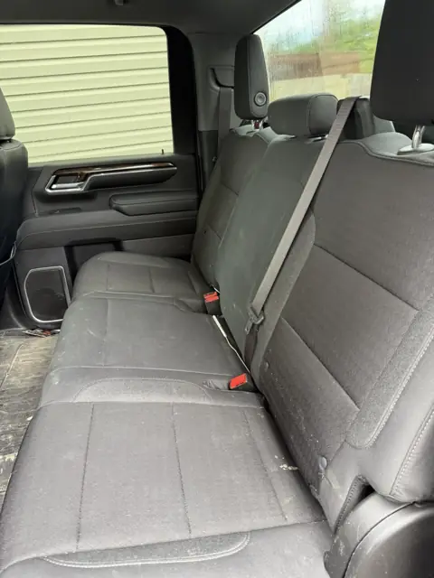 White pickup, inside and out